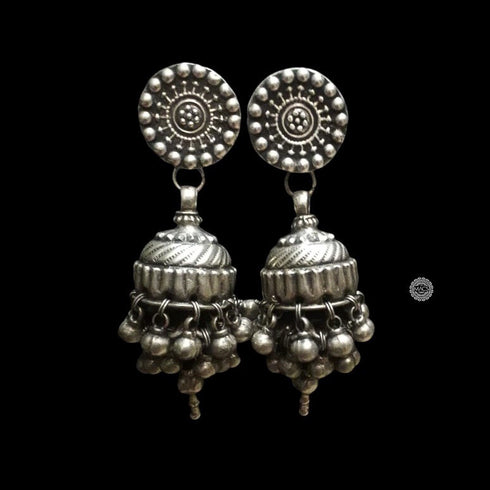 pure silver jhumka, jhumka modern silver earrings, big silver jhumkas, long jhumka oxidised earrings, big oxidised silver jhumkas