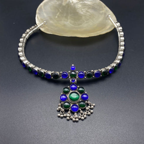 blue green kemp attigai, kemp addigai, kemp choker
