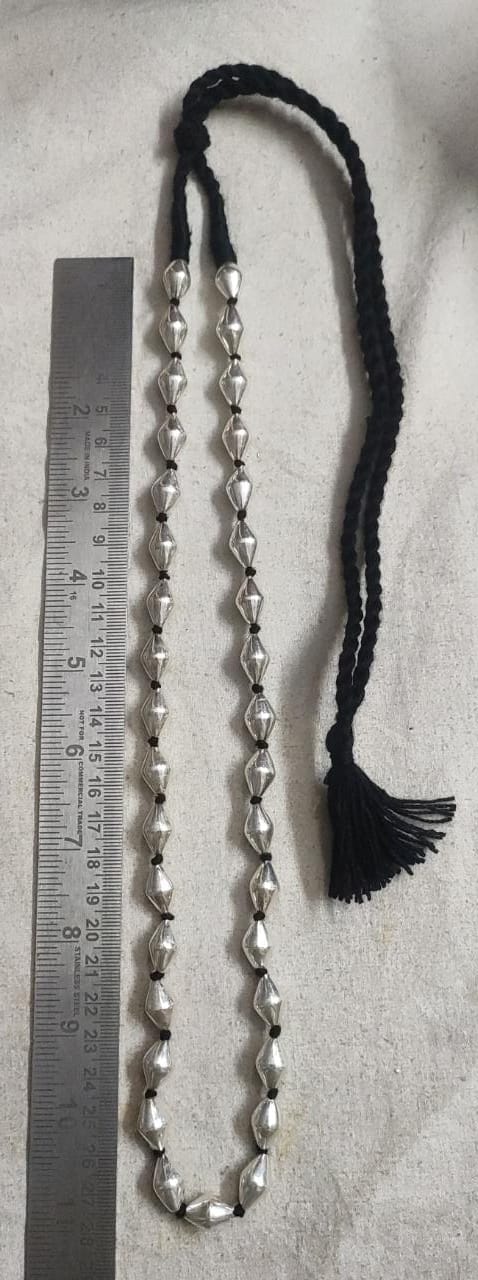 silver dholki mala, silver dholki necklace