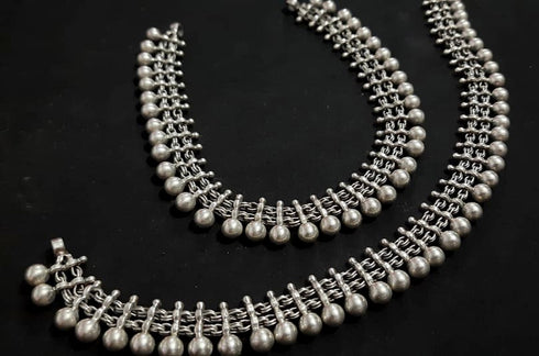 Silver ball anklets (Pair)- Pre Order