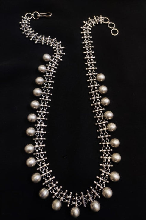 silver ball necklace, pure silver necklace