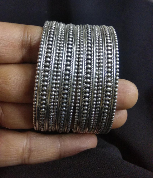 925 Silver Intricate Rawa Work Ball Kada