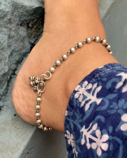 silver ball anklet
