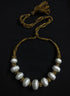Wax Carved Beads Silver Necklace (oversized beads)