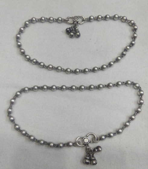 925 Silver ball anklet (pair)