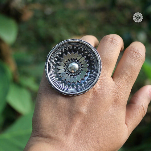 Big flower Oversized 925 silver ring online