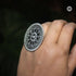 Large 925 silver ring with intricate rawa work