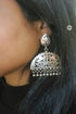 Silver peacock jali earrings