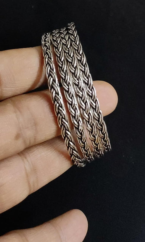 Silver Bangle Set (Set of 4)