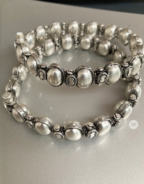 badam kada, badami kada, badam anklet, vintage silver kada, pure silver badam kada anklet