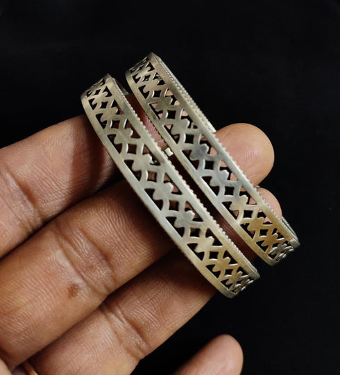 Silver Cut work Bangles (Set of 2)