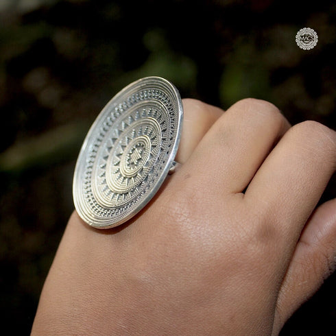 Buy pure silver big chandi ki adjustable rings