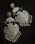 925 sterling silver long tribal statement peacock earrings