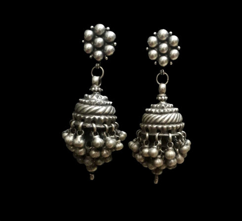 jhumka earrings, bollywood jhumka, oxidized jhumka, jhumka design in silver, oxidised silver jhumkas, latest jhumka, rajasthani jhumkas,silver jhumki