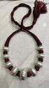 Wax Carved Beads Silver Necklace (oversized beads)