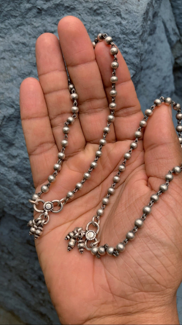 silver ball anklet, silver beads anklet, pure silver beads anklet, ball anklet