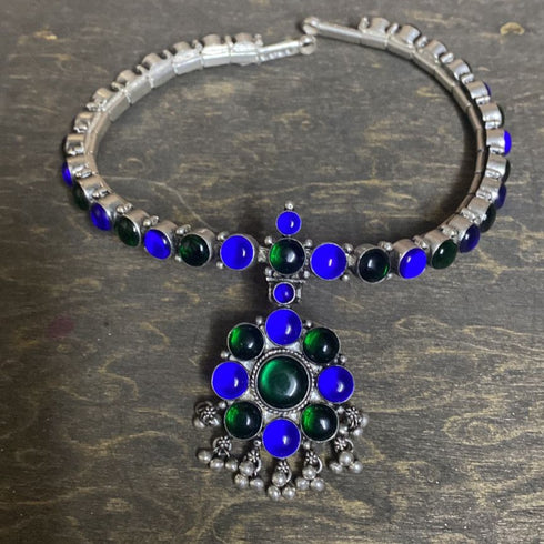 bue addigai necklace, blue attigai, kemp choker necklace