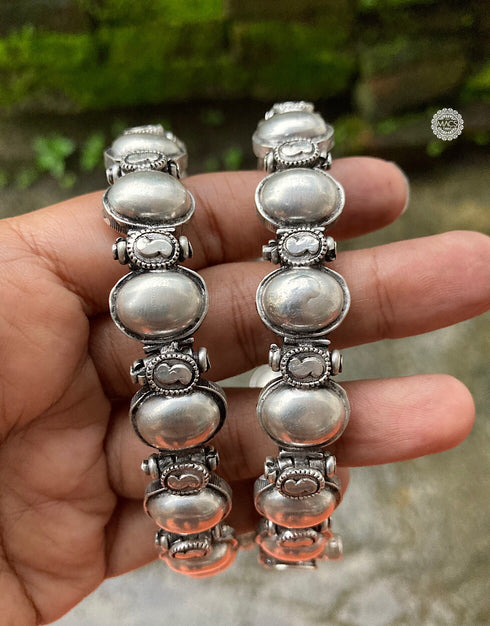 badam kada, badami kada, badam anklet, vintage silver kada, pure silver badam kada anklet