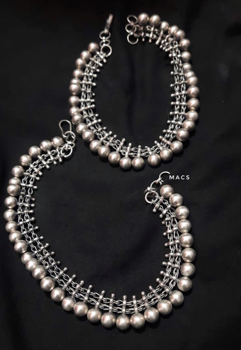 Silver ball anklets (Pair)- Pre Order