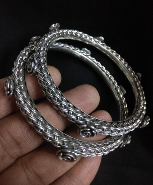 925 Silver Rose Bangles (Pair)