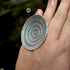 Silver statement intricate rawa work ring, Adjustable 925 silver ring