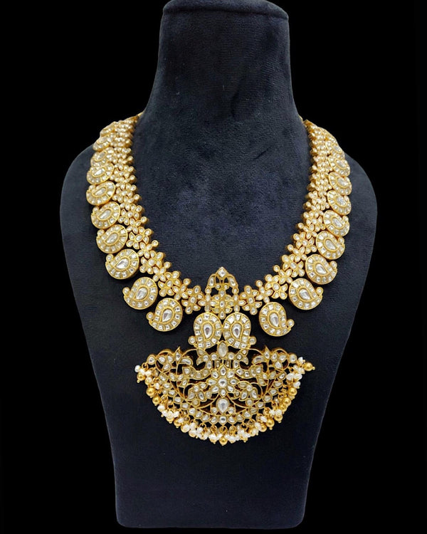 White Kundan Long Mango Necklace