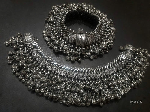 Vintage Ethnic Tribal Old Silver Anklet Online in India Heavy Ghungaroo Real Silver antique jewellery