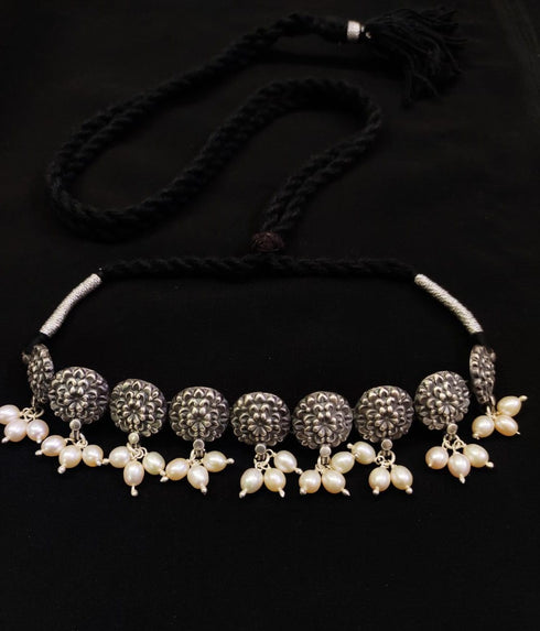 Pure Silver Pearl Choker