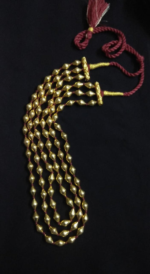 Three Line Gold Dholki Necklace