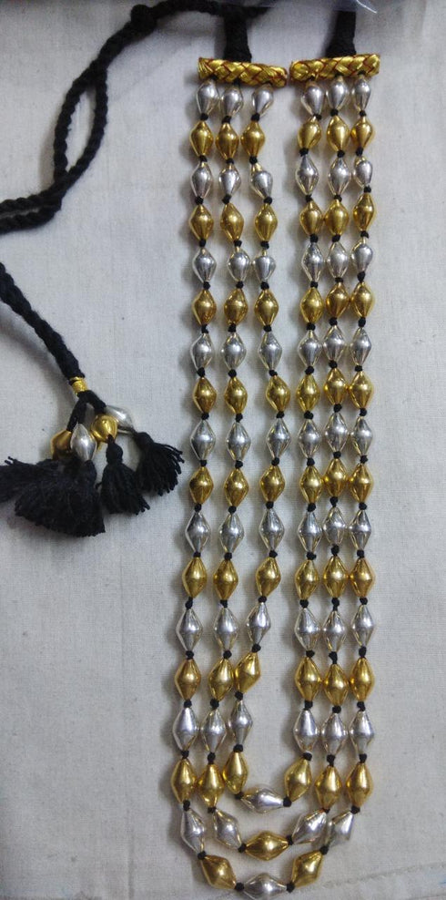 Dual tone 3 line Dholki Necklace