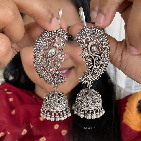 ear cuff jhumka, ear cuff earrings, pure silver jhumka