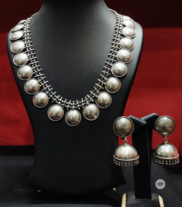 Pure Silver Mukta Necklace with Earrings