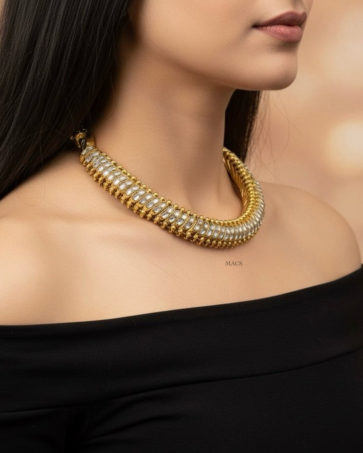 Gold Kundan Sutlada Necklace| 925 Silver Goldplated Sutarla Necklace | MACS