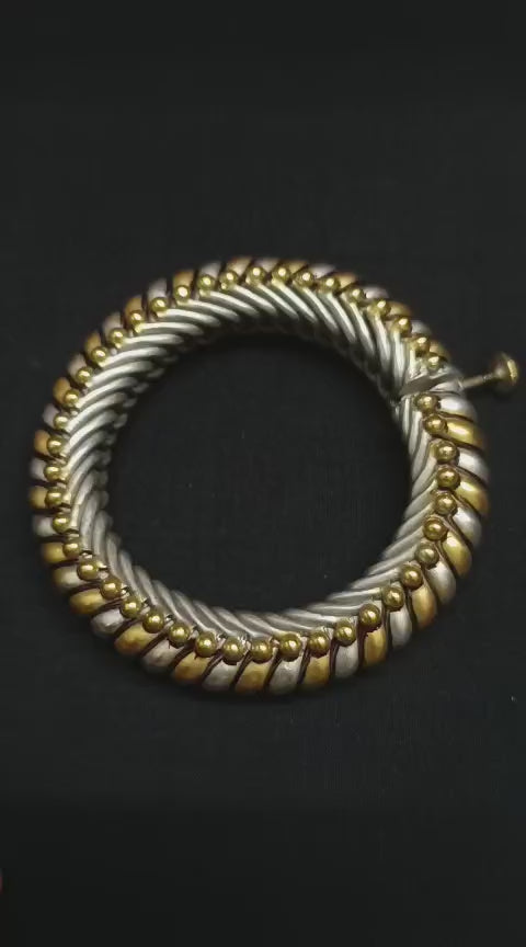 Dual tone Sutlada Kada | 925 Gold plated Two tone Sutarla Bangle | MACS