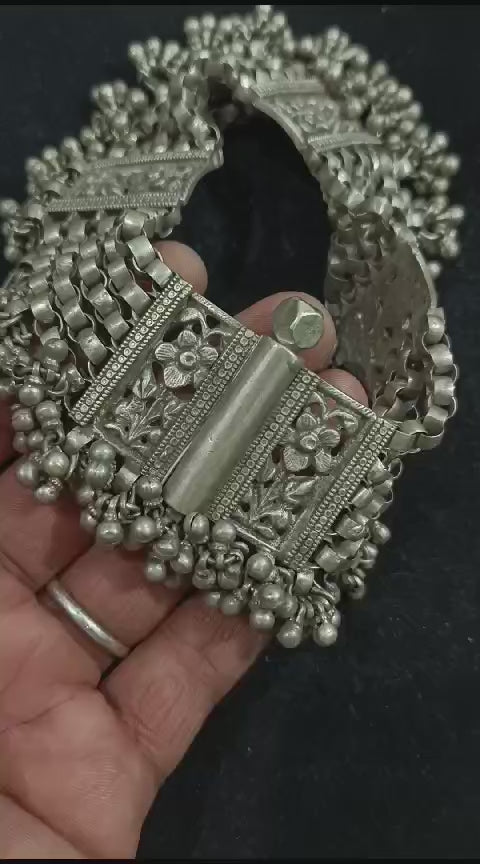 Antique Silver Tribal Silver Anklet Bridal Heavy Vintage Silver - Main Image